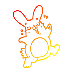 warm gradient line drawing cartoon rabbit