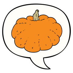 cartoon pumpkin and speech bubble