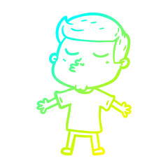 cold gradient line drawing cartoon model guy pouting