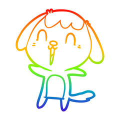 rainbow gradient line drawing cute cartoon dog