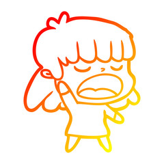 warm gradient line drawing cartoon woman talking loudly