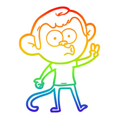 rainbow gradient line drawing cartoon hooting monkey