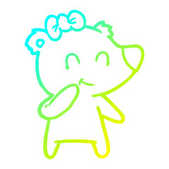 cold gradient line drawing female bear cartoon