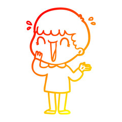 warm gradient line drawing laughing cartoon man