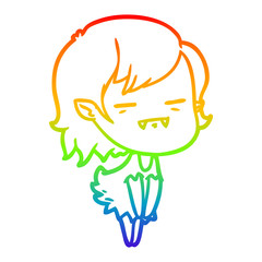 rainbow gradient line drawing cartoon undead vampire girl