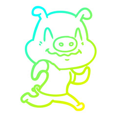 cold gradient line drawing nervous cartoon pig