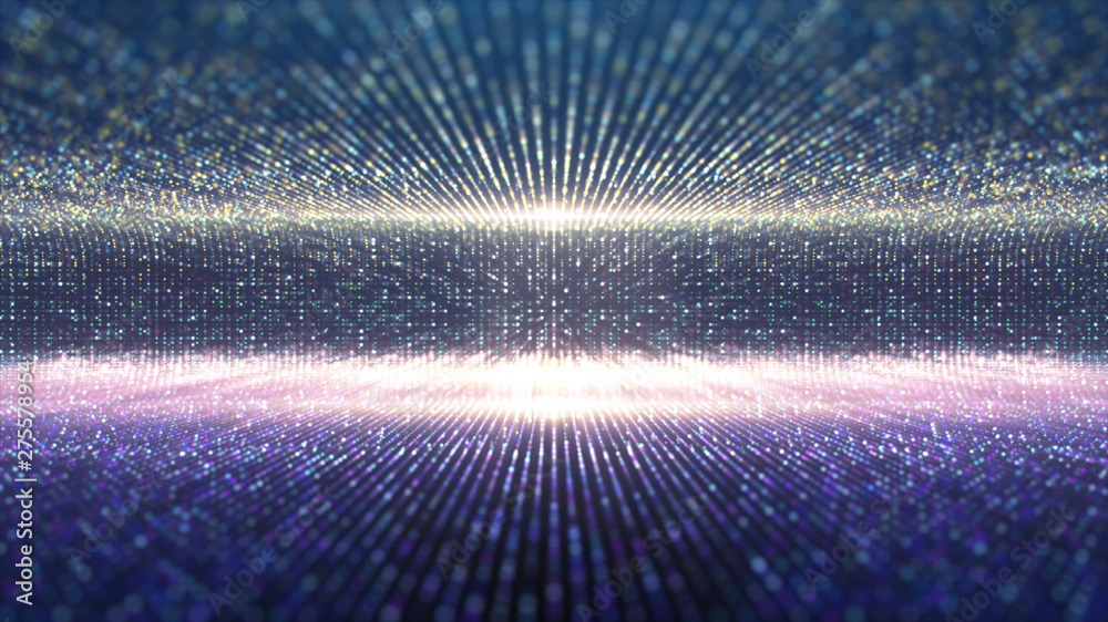 Poster futuristic abstract glittering moving particles and elegance lights pattern for stage performance sh