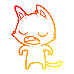 warm gradient line drawing talking cat cartoon