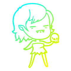 Obraz premium cold gradient line drawing cartoon undead vampire girl