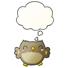 cute cartoon owl and thought bubble in smooth gradient style