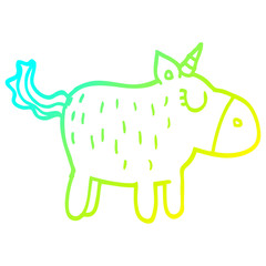 cold gradient line drawing cartoon cute unicorn