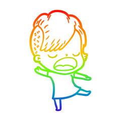 rainbow gradient line drawing cartoon cool hipster girl talking