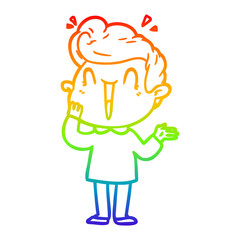rainbow gradient line drawing cartoon excited man