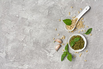 Pesto sause with basil, garlic and pine nuts