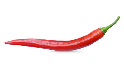 Chili Pepper. Red Hot Chili Pepper Isolated on White. Full depth of field
