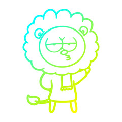 cold gradient line drawing cartoon bored lion