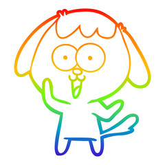 rainbow gradient line drawing cute cartoon dog