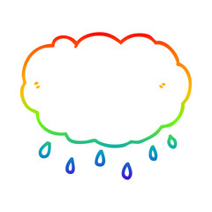 rainbow gradient line drawing cartoon rain cloud
