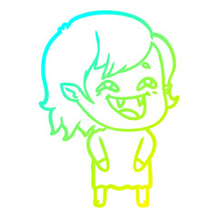 cold gradient line drawing cartoon laughing vampire girl