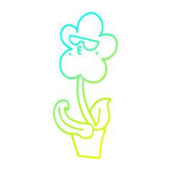 cold gradient line drawing cool cartoon flower