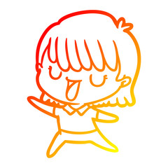 warm gradient line drawing cartoon woman