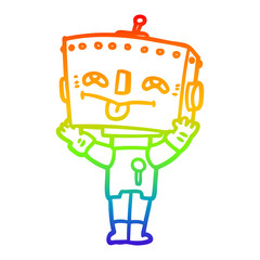 rainbow gradient line drawing cartoon robot