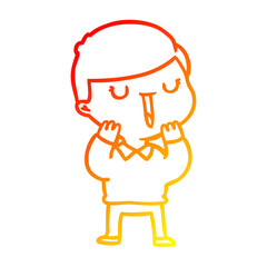 Fototapeta premium warm gradient line drawing cartoon happy boy