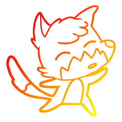 warm gradient line drawing cartoon fox