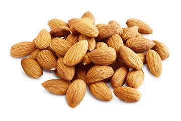 Almonds. Almond Kernels Isolated on White Background. Full Depth of Field   