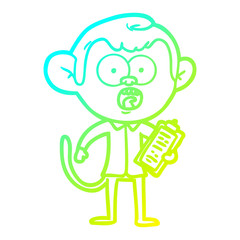 cold gradient line drawing cartoon shocked monkey