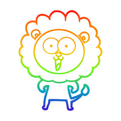 rainbow gradient line drawing happy cartoon lion