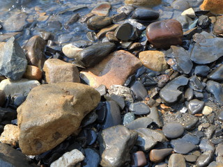 A stone on the bank of a horon river.
