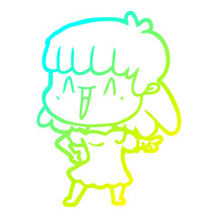 cold gradient line drawing cartoon woman