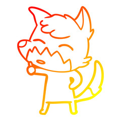 warm gradient line drawing cartoon fox