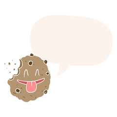 cartoon cookie and speech bubble in retro style