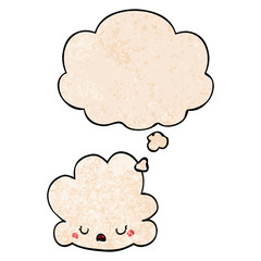 cute cartoon cloud and thought bubble in grunge texture pattern style