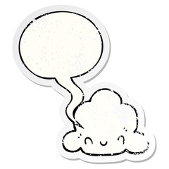 cartoon cloud and speech bubble distressed sticker