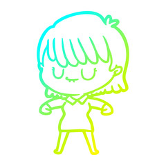Obraz premium cold gradient line drawing cartoon woman