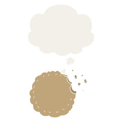 cartoon cookie and thought bubble in retro style