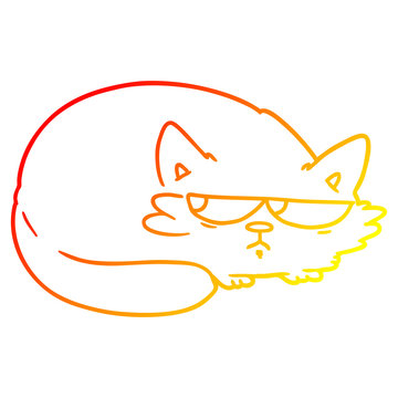 recommend clip art: warm gradient line drawing cartoon suspicious cat