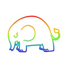 Fototapeta premium rainbow gradient line drawing cute cartoon elephant