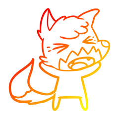 warm gradient line drawing angry cartoon fox