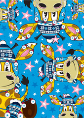 Cartoon Bobble Hat Giraffe Pattern - 275581344
