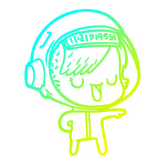 cold gradient line drawing cartoon astronaut woman