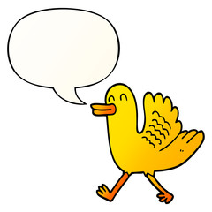 cartoon duck and speech bubble in smooth gradient style