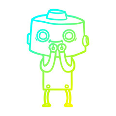 cold gradient line drawing cartoon robot