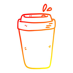 warm gradient line drawing cartoon coffee cup