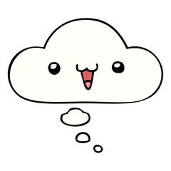 cute happy face cartoon and thought bubble