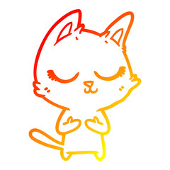 warm gradient line drawing calm cartoon cat