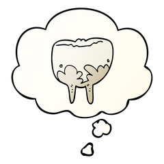cartoon tooth and thought bubble in smooth gradient style
